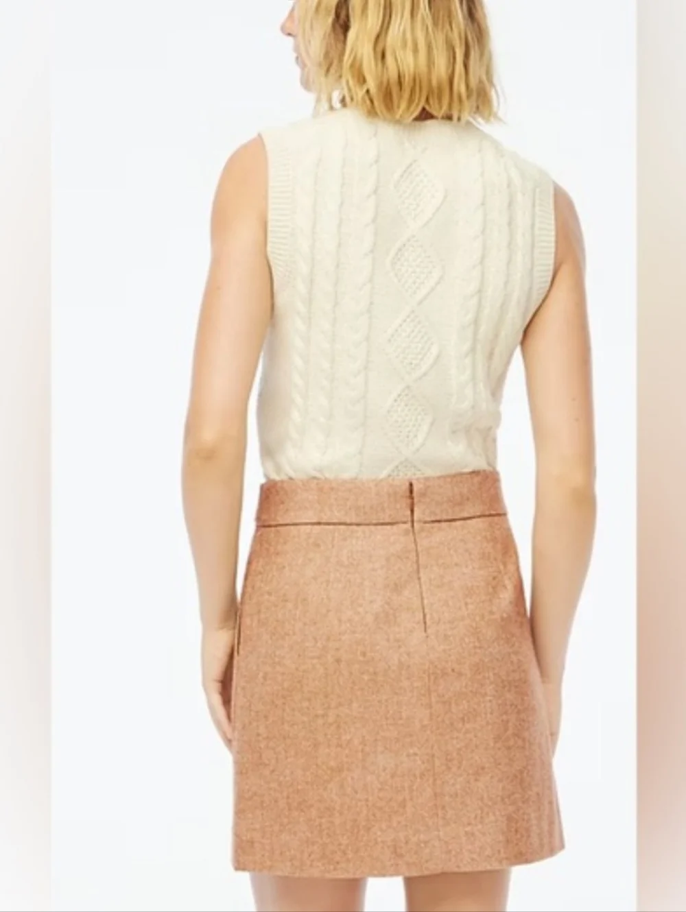 NWT J. Crew Sailor A Line Wool Blend Camel Herringbone Skirt Women's 14 Classic